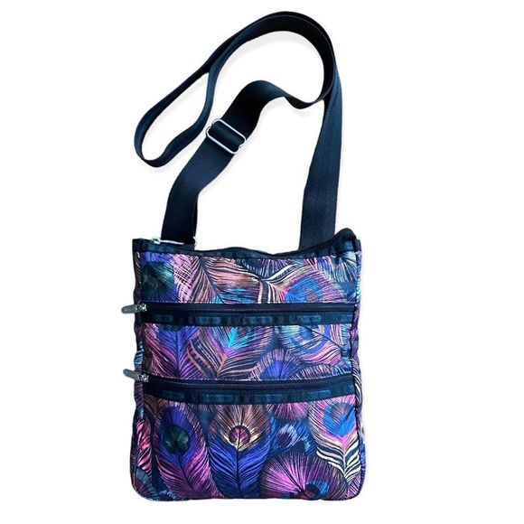 LeSportsac Large Crossbody Masquerade Peacock Print NWOT - Picture 1 of 4